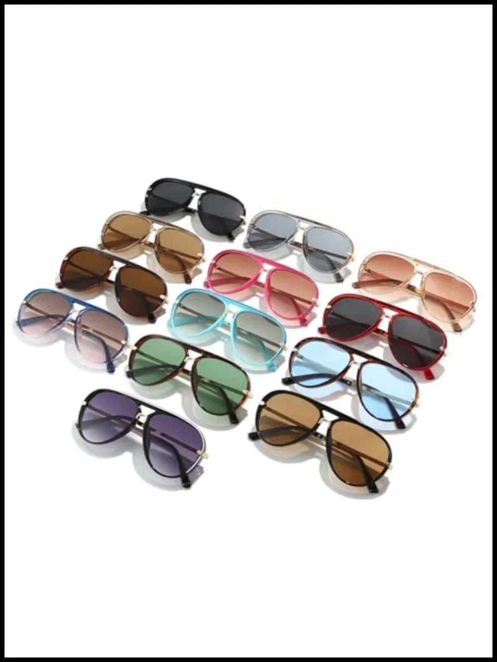 Retro Round Double Bridge Metal Frame Sunglasses Women Men UV400 Pilot Shades